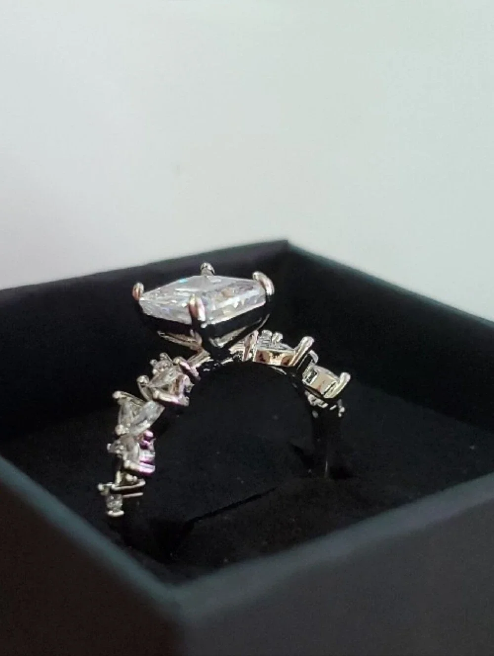 Stilvertone Floral Accent Ring with Clear Stones - Size 8 Engagement Style